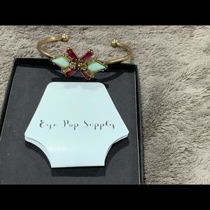 Pink Yellow Crystal Cuff Bracelet